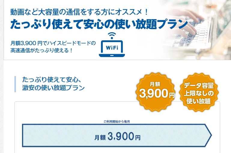 ONLY mobile 使い放題プラン 3900円
